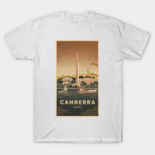 Retro Vintage Canberra Australia Travel Poster T-Shirt